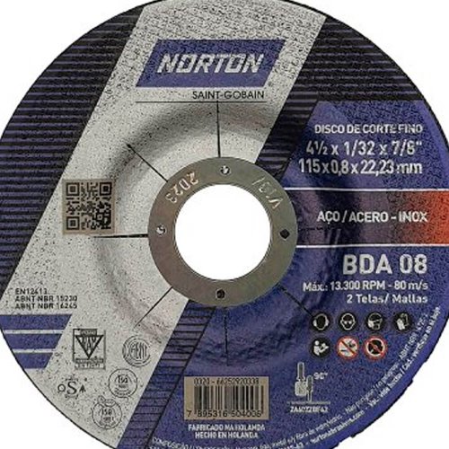Disco de Corte BDA08 - 115,0 x 0,8 x 22,23 - Norton