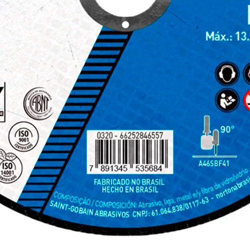 Disco de Corte Norton BNA12 115 x 1,0 x 22,22mm