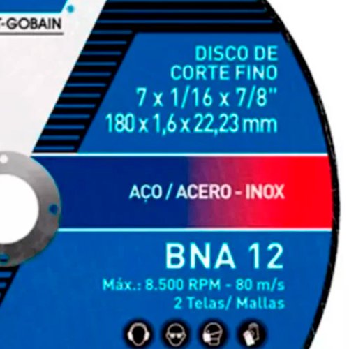 Disco de Corte BNA12 180 x 1,6 x 22,22mm - Norton