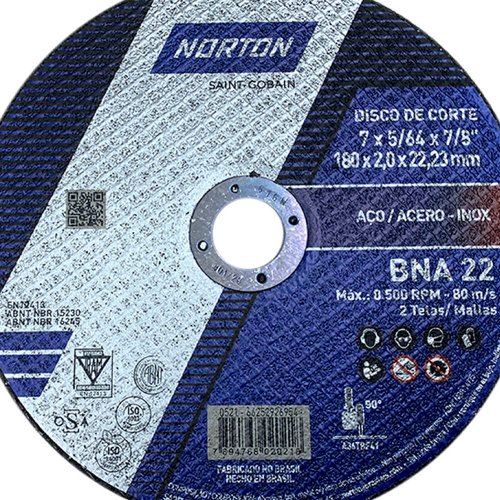 Disco de Corte BNA22 - 177,8 x 2,0 x 22,22 - Norton
