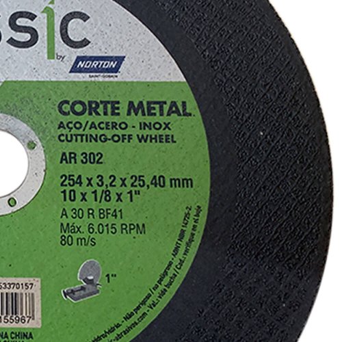 Disco de Corte Classic AR302 - 254 x 3,2 x 25,40 - Norton