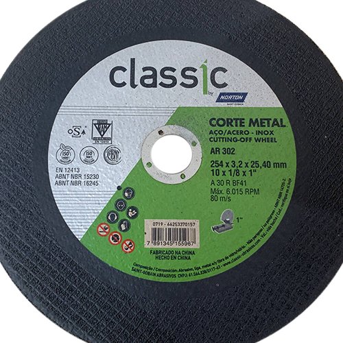 Disco de Corte Classic AR302 - 254 x 3,2 x 25,40 - Norton