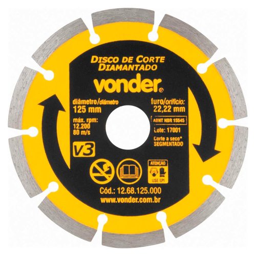 Disco de Corte Diamantado 125mm Segmentado V3 - Vonder