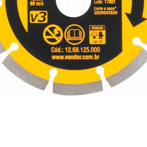 Disco de Corte Diamantado 125mm Segmentado V3 - Vonder
