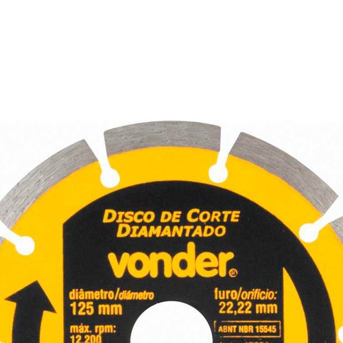 Disco de Corte Diamantado 125mm Segmentado V3 - Vonder