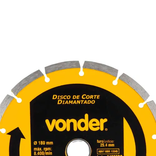Disco de Corte Diamantado V3 180mm x 25,4mm - Vonder