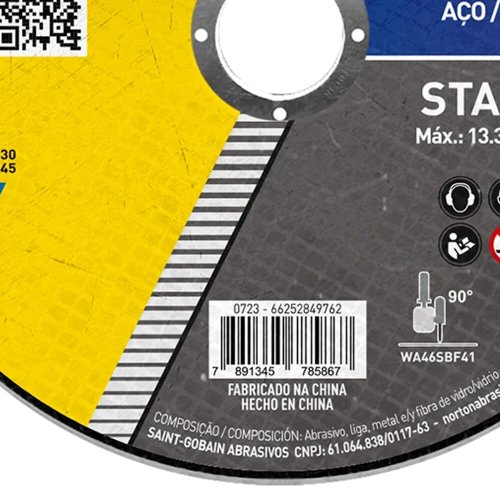 Disco de Corte Fino Standard - 115 x 1,0 x 22,23mm - Norton