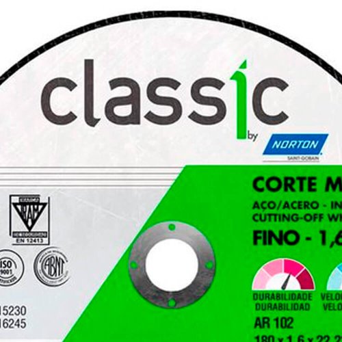 Disco de Corte Metal Inox AR102 180X1,6X22,23 - Norton