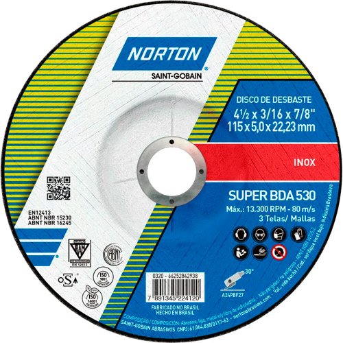 Disco de Desbaste 115 BDA 530 - 115 x 5,0 x 22,23 - Norton
