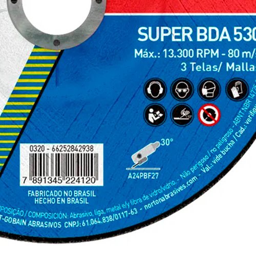 Disco de Desbaste 115 BDA 530 - 115 x 5,0 x 22,23 - Norton