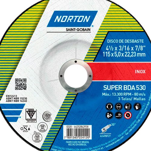 Disco de Desbaste 115 BDA 530 - 115 x 5,0 x 22,23 - Norton