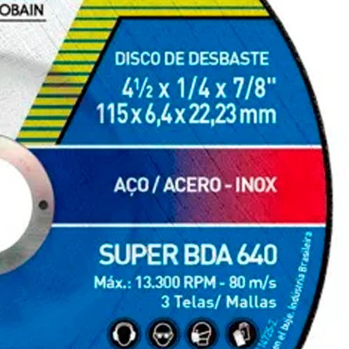 Disco de Desbaste 115 BDA 640 - 114,3 x 6,4 x 22,22 - Norton