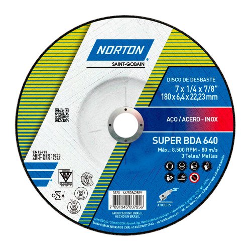 Disco de Desbaste 180 BDA 640 - 180 x 6,4 x 22,23mm - Norton
