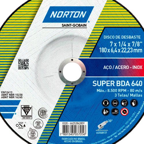 Disco de Desbaste 180 BDA 640 - 180 x 6,4 x 22,23mm - Norton