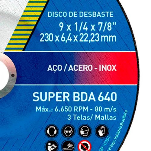Disco de Desbaste 230 BDA 640 - 9" x 1/4" x 7/8" - Norton