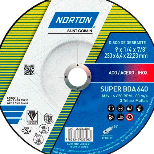 Disco de Desbaste 230 BDA 640 - 9" x 1/4" x 7/8" - Norton