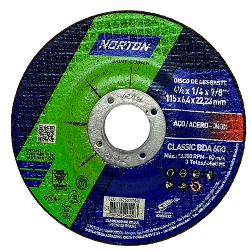 Disco de Desbaste Classic 115BDA600 4.1/2 - Norton