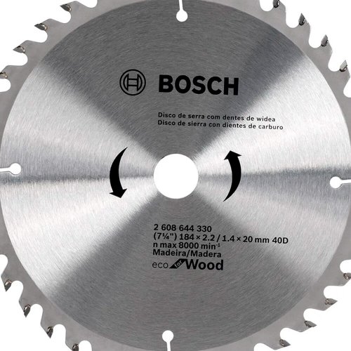 Disco de Serra Eco Wood 7.1/4" 40D - Bosch