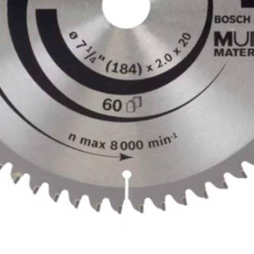 Disco de Serra Multimaterial 7.1/4" 184 x 2 x 20 T60 - Bosch