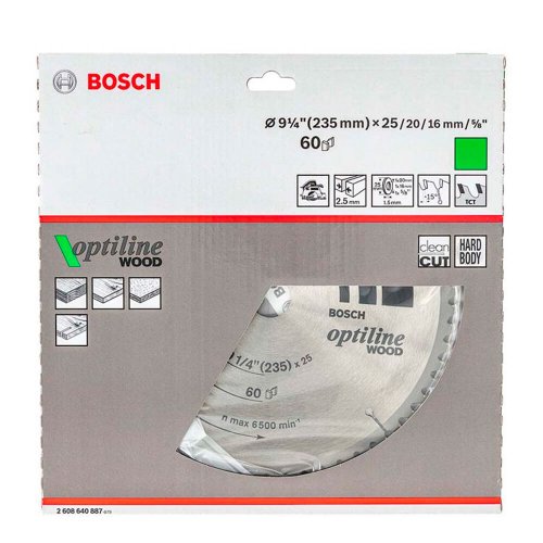 Disco de Serra Optiline Wood 9.1/4" 60D - Bosch