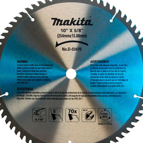 Disco de Serra TCT 10' x 5/8 70T - D-03470 - Makita