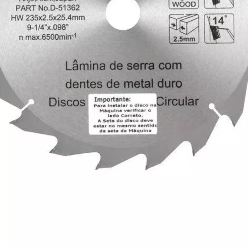 Disco de Serra TCT 235 x 25.4mm com 20 Dentes - Makita