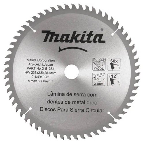 Disco de Serra TCT 235mm x 25.4mm x 60 - Makita