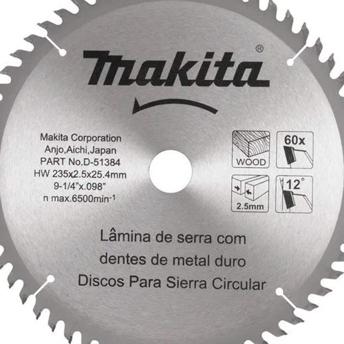Disco de Serra TCT 235mm x 25.4mm x 60 - Makita