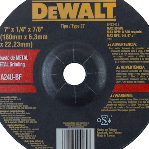 Disco Desbaste 7" x 1/4" x 7/8" - Dewalt