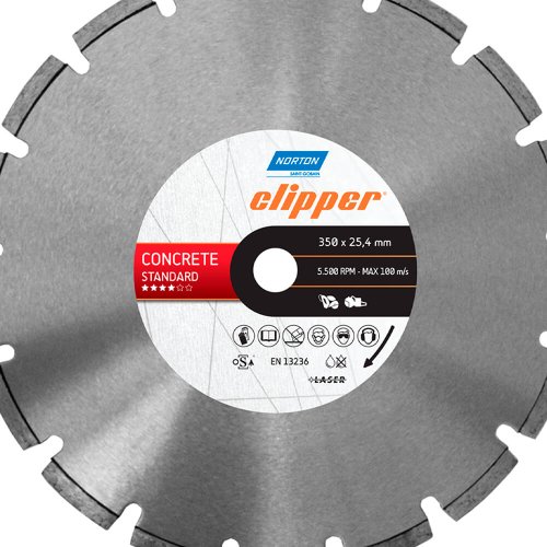 Disco Diamantado Clipper Concrete Standard 350x25,4mm - Norton