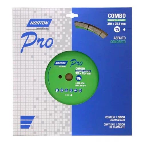 Disco Diamantado Combo Pro para Asfalto e Concreto 350x25.4mm - Norton