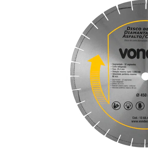 Disco Diamantado Segmentado 450mm DCV 4500 - Vonder