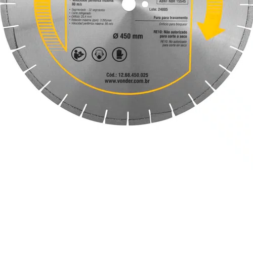 Disco Diamantado Segmentado 450mm DCV 4500 - Vonder