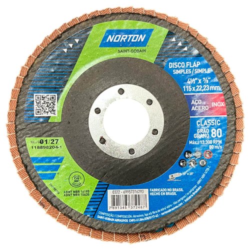 Disco Flap 115X22#80 R801 FIBRA - Norton