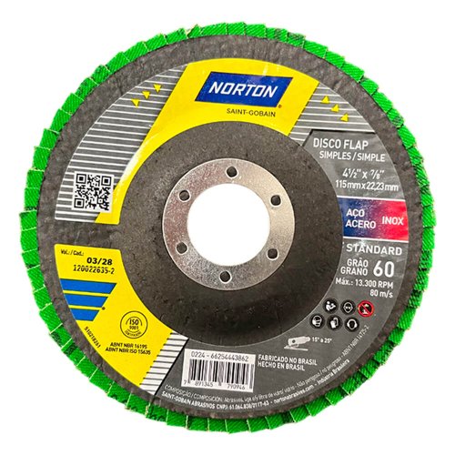 Disco Flap Fibra Standard Fibra R244 115 x 22mm Grão 60 - Norton