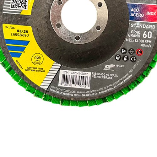 Disco Flap Fibra Standard Fibra R244 115 x 22mm Grão 60 - Norton
