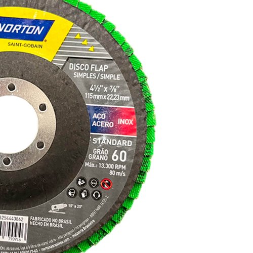 Disco Flap Fibra Standard Fibra R244 115 x 22mm Grão 60 - Norton