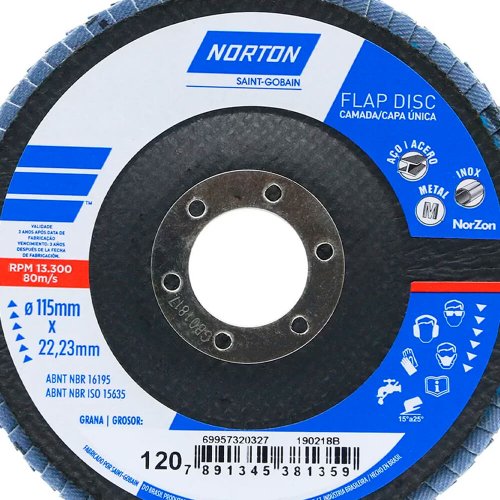Disco Flap Original 115X22#120 R822 FIBRA - Norton