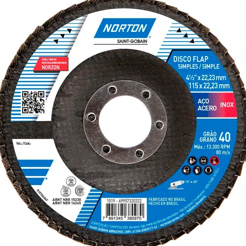 Disco Flap Original 115X22#40 R822 FIBRA - Norton