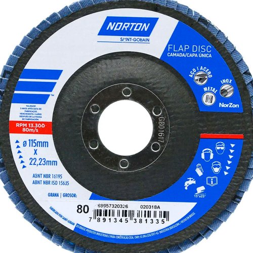 Disco Flap Original 115X22#80 R822 FIBRA - Norton
