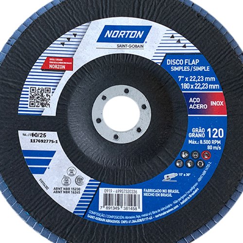 Disco Flap Original 180X22#120 R822 FIBRA - Norton