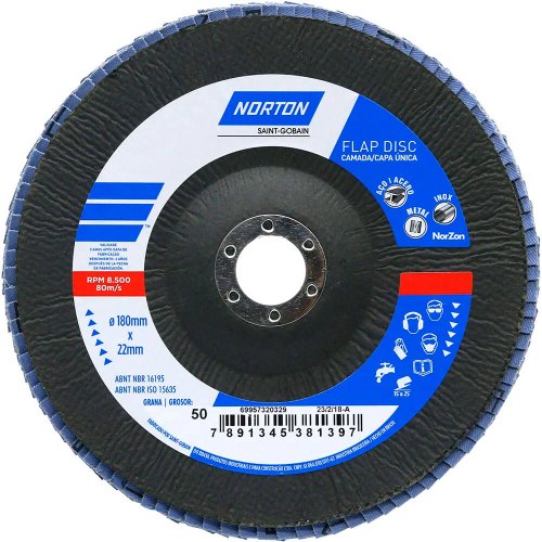 Disco Flap Original 180X22#50 R822 FIBRA - Norton