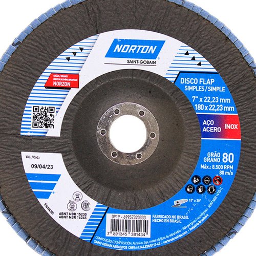 Disco Flap Original 180X22#80 R822 FIBRA - Norton