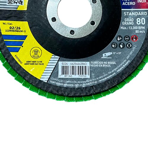Disco Flap Standard Fibra R244 115 x 22,23mm Grão 80 - Norton