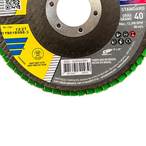 Disco Flap Standard Fibra R244 115 x 22mm Grão 40 - Norton
