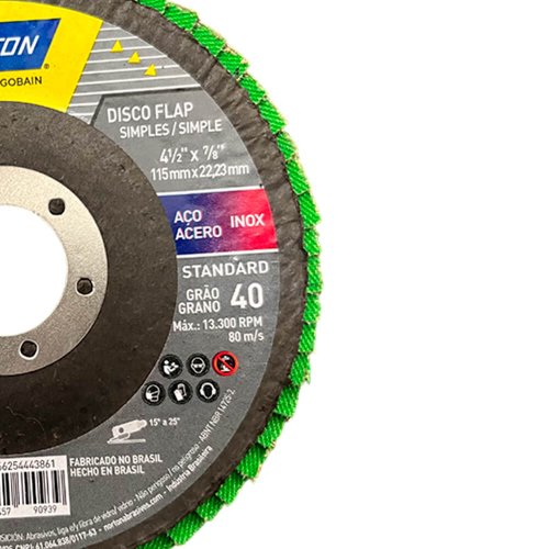 Disco Flap Standard Fibra R244 115 x 22mm Grão 40 - Norton