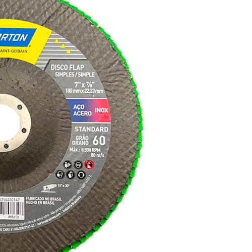 Disco Flap Standard Fibra R244 180 x 22,23mm Grão 60 - Norton