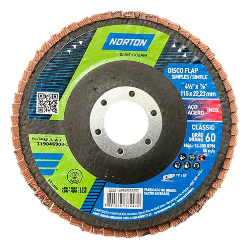 Disco Flap115X22#60 R801 FIBRA - Norton