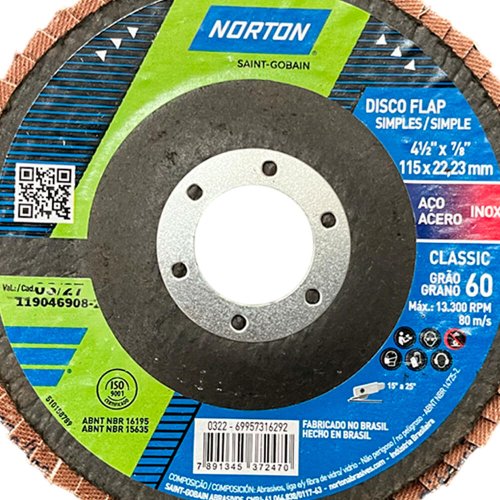 Disco Flap115X22#60 R801 FIBRA - Norton