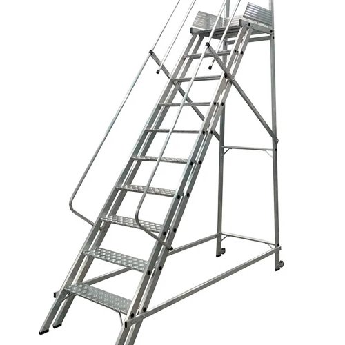 Escada Plataforma Trepadeira NR12 9 Degraus 2,50m - Real Escadas